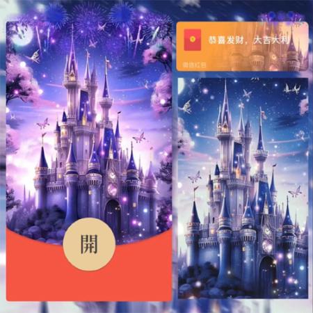 红包封面-紫光蝴蝶城堡-M烟花系列