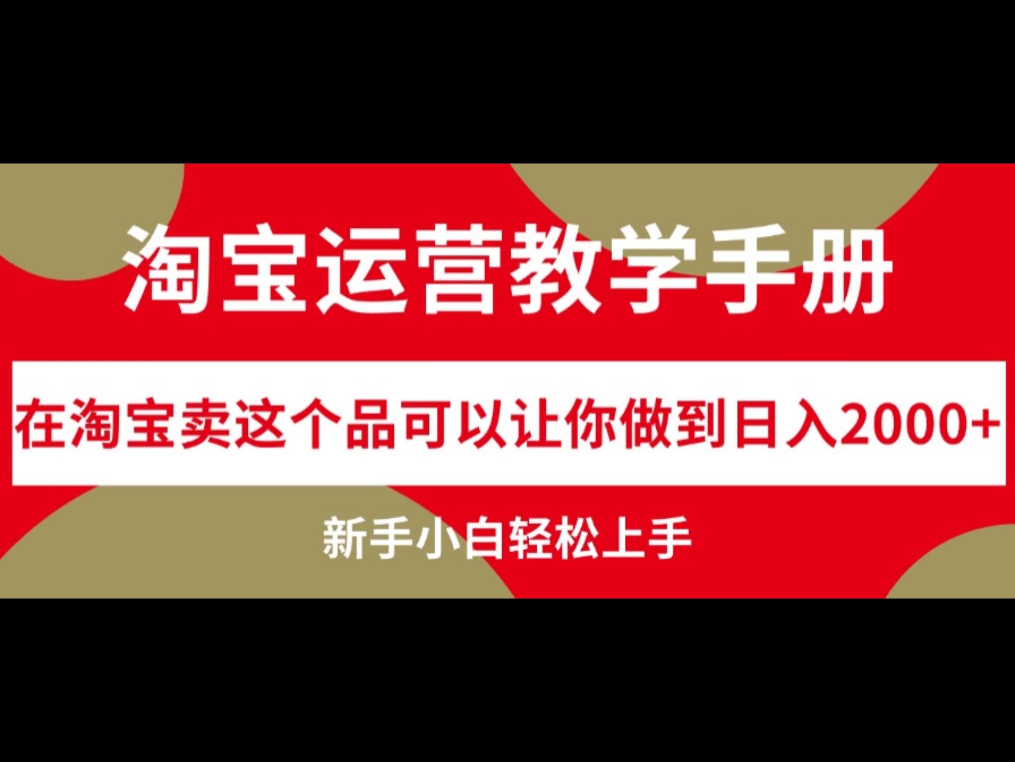 淘宝运营教学手册，在淘宝卖这个品可以让你做到日入2000+
