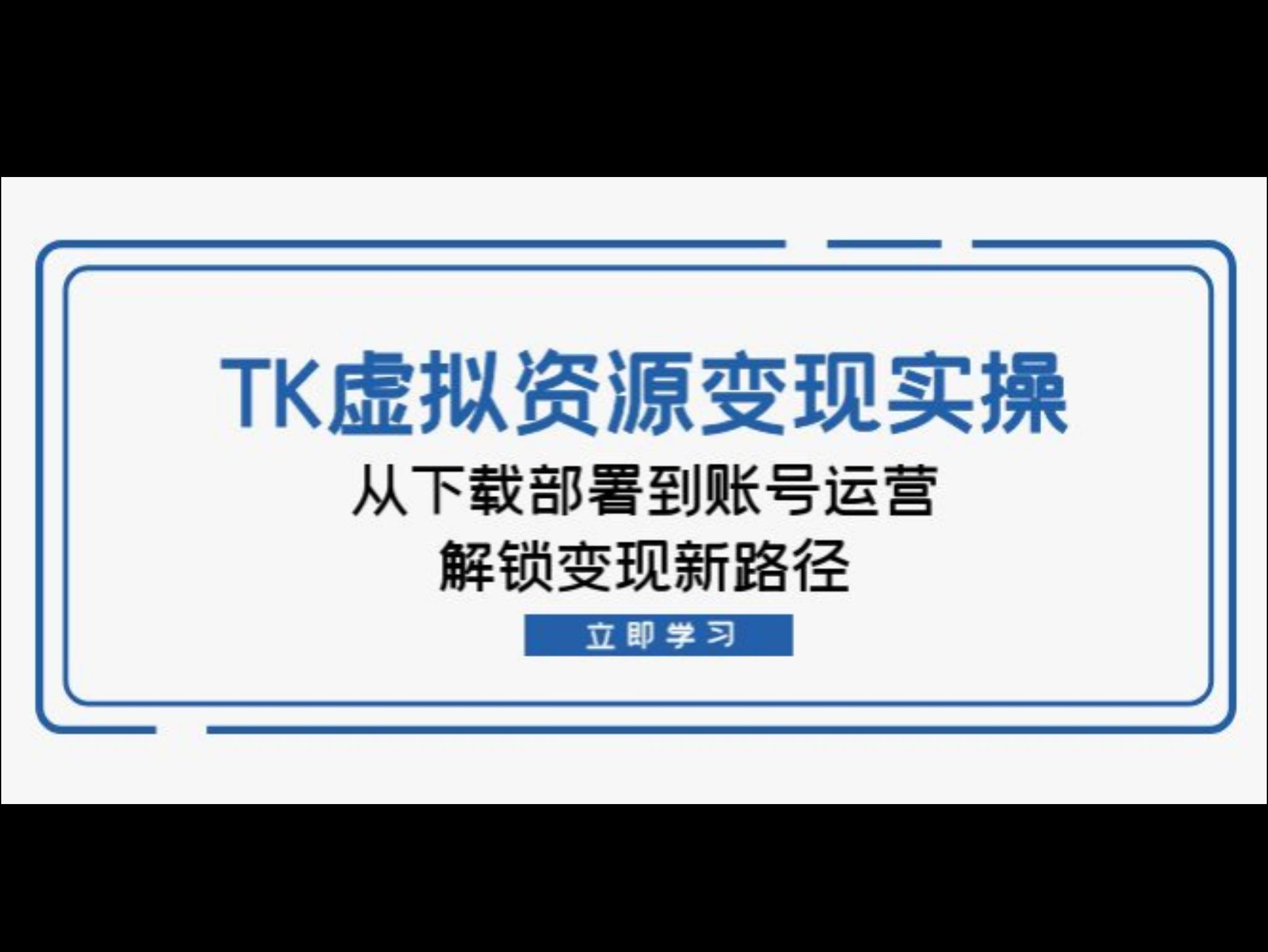TK虚拟资料变现实操：从下载部署到账号运营