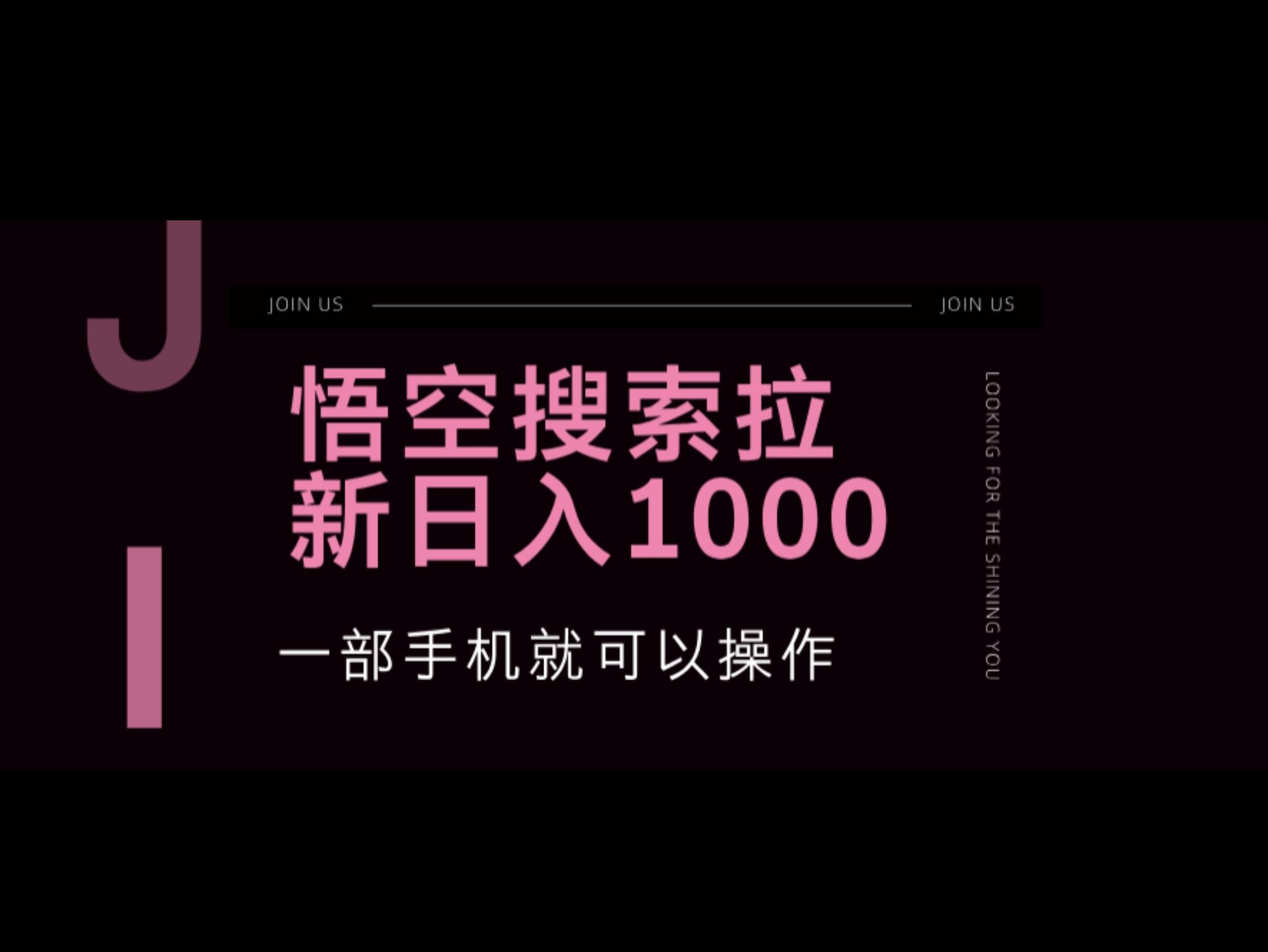悟空搜索类拉新 蓝海项目 一部手机就可以操作 教程非常详细