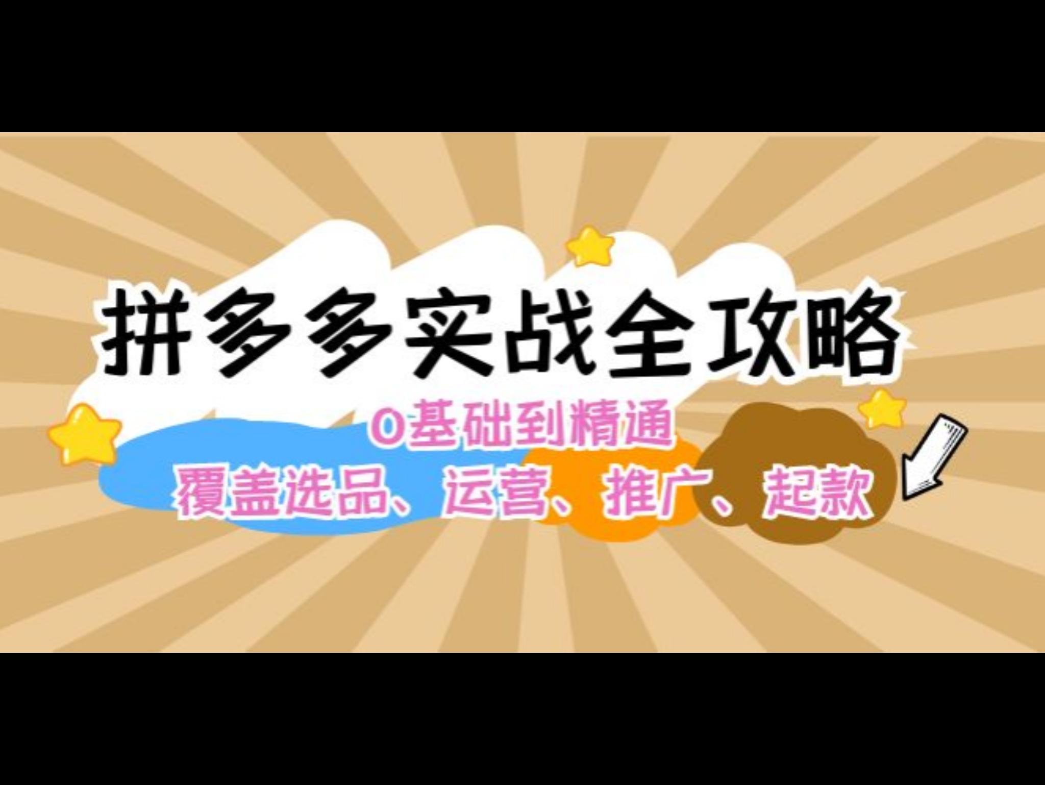 拼多多实战全攻略：0基础到精通，覆盖选品、运营、推广、起款