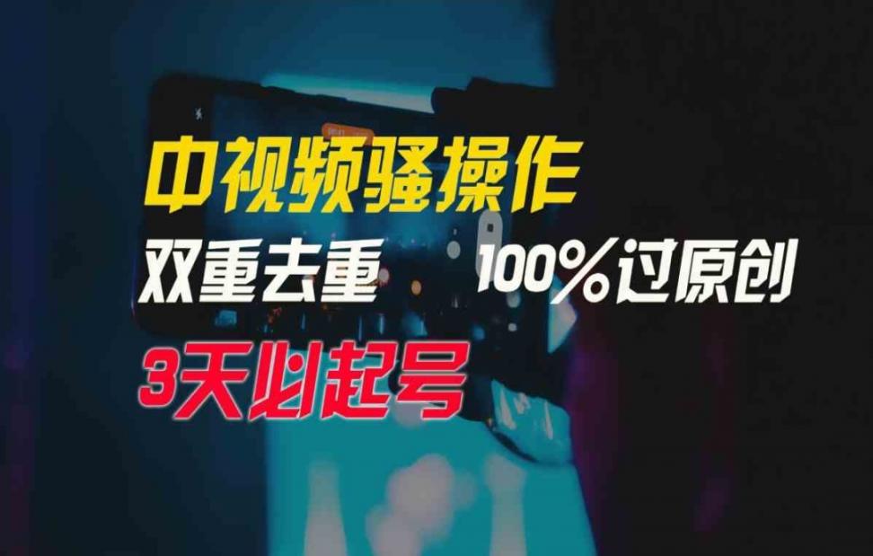 中视频骚操作，双重去重100％过原 创，3天比必起号，简单无脑，月入3W+