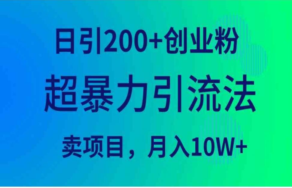 超暴力引流法，日引200＋创业粉， 卖项目月入10W+