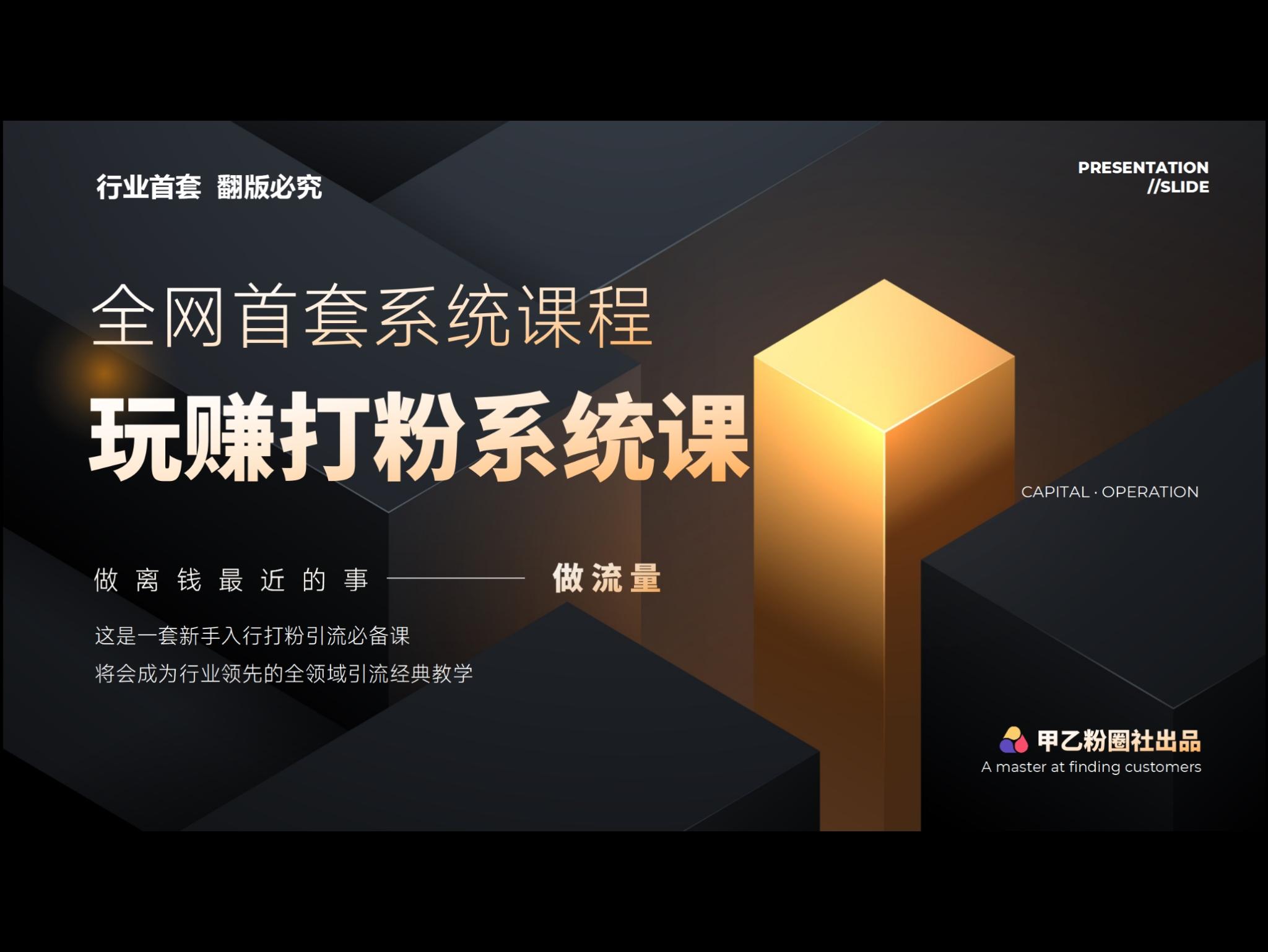 全网首套系统打粉课，日入3000+，手把手各行引流SOP团队实战教程