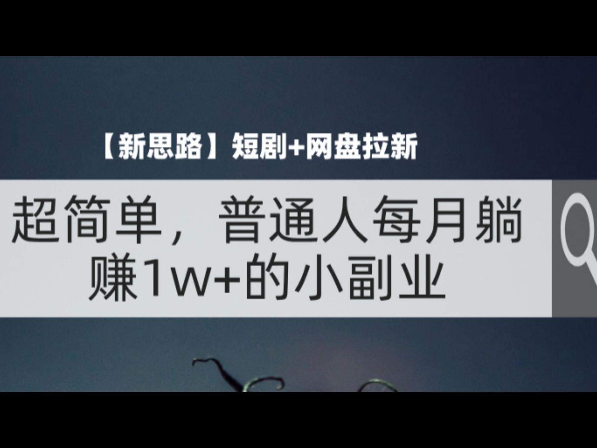 【新思路】短剧+网盘拉新，超简单，普通人每月躺赚1w+的小副业