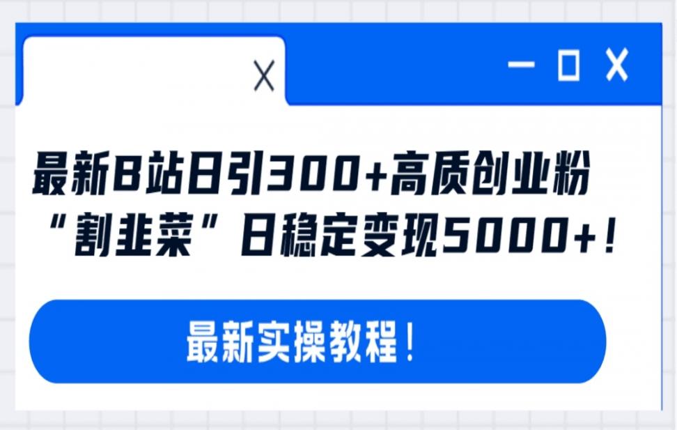 最新B站日引300＋高质创业粉教程！"割韭菜"日稳定变现5000+!